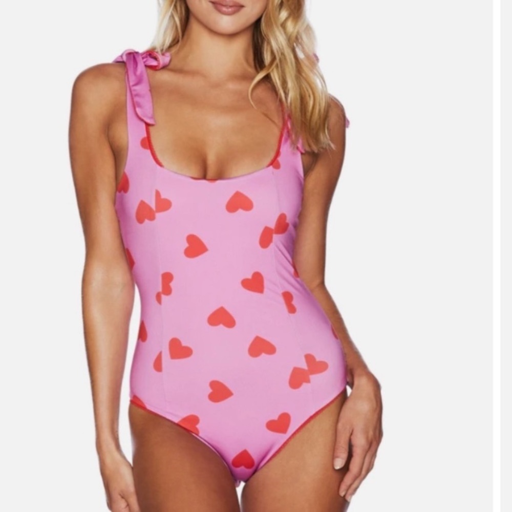 -Beach Riot Anthropologie Valentine Heart One Piece Swimsuit